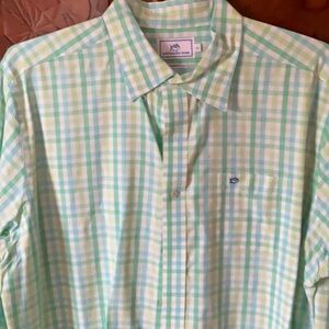 Southern Tide Men's Green Plaid Shirt